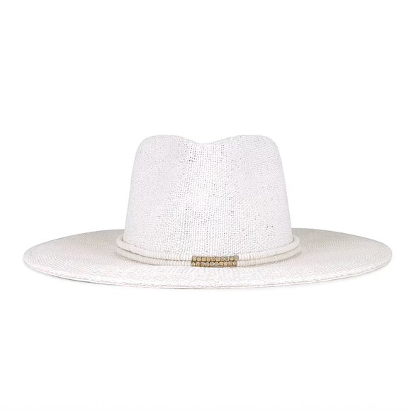 Nikki Beach Angel Hat in White Toyo Straw Drawstring Wide Brim - Picture 1 of 9